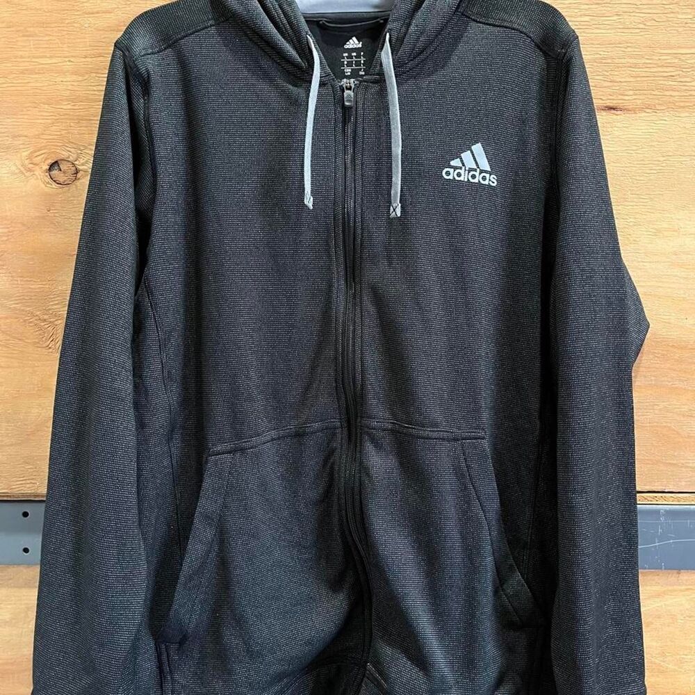 Adidas Men's Black and Grey Hoodie